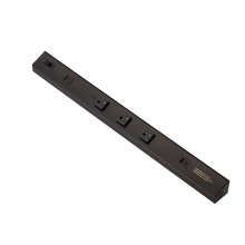American Lighting ATOM-120V-24-BK - ATOM 24INCH POWER STRIP, BLACK FINISH, 3 20A TR RECEPTACLES, 2 USB, 1 RESET SWITCH